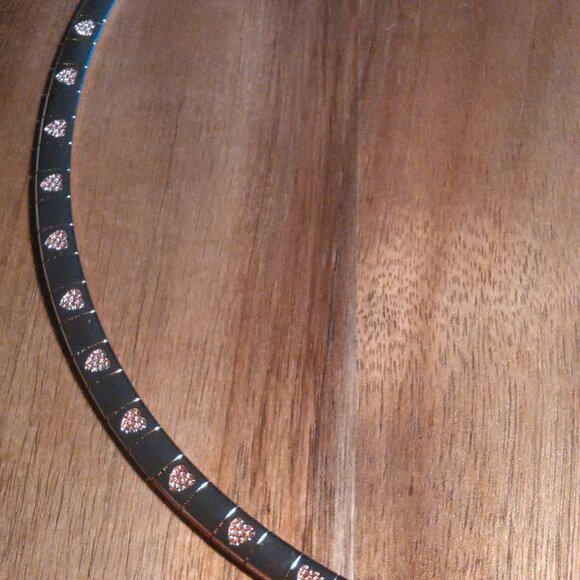 Omega Heart Pattern Collar Ion Plated Rose Gold Over Stainless Steel Necklace - Picture 8 of 11